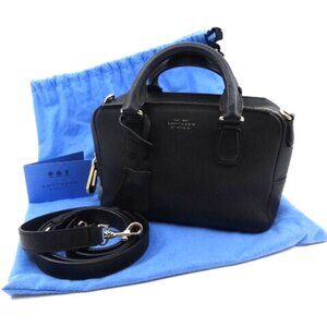 Nearly New Smythson of Bond Street Black Caviar Leather Bag, 8"x5.5"x3